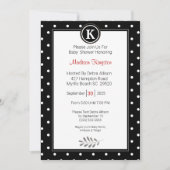 Invitation Monogramme Baby shower noir et blanc (Devant)