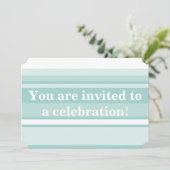 Invitation Monogramme bandes vert menthe (Debout devant)