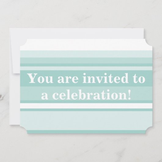 Invitation Monogramme bandes vert menthe (Devant)