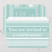 Invitation Monogramme bandes vert menthe (Devant / Derrière)