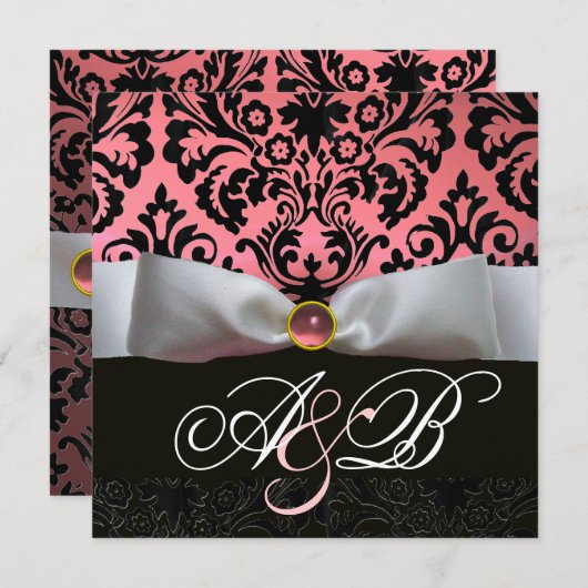 INVITATION MONOGRAMME BLACK BLACK RIBBON (Devant / Derrière)