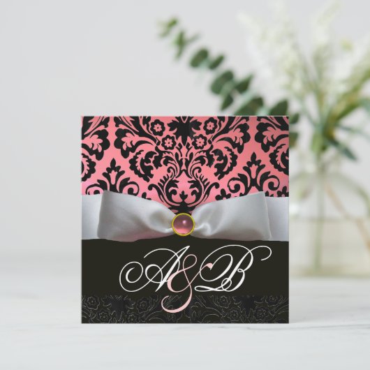 INVITATION MONOGRAMME BLACK BLACK RIBBON (Debout devant)