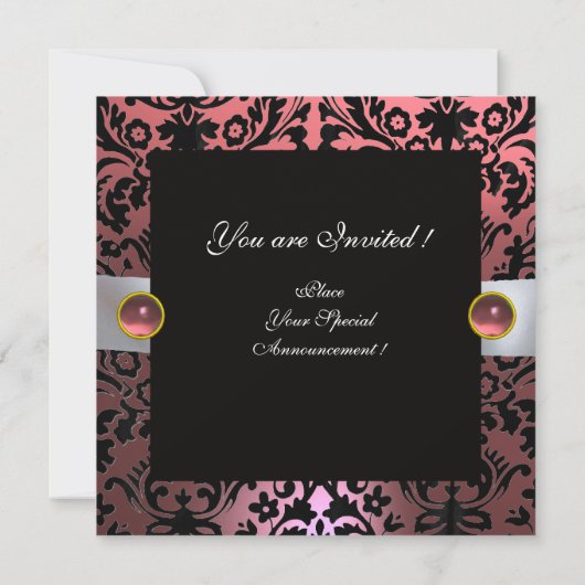 INVITATION MONOGRAMME BLACK BLACK RIBBON (Dos)