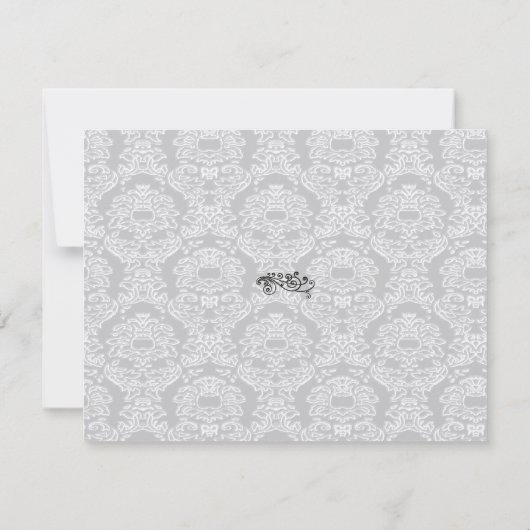 Invitation Monogramme Black Mariage damassé Numéro de tableau (Dos)