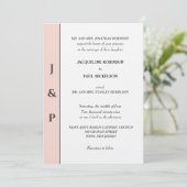 Invitation Monogramme blanc blush minimaliste (Debout devant)