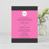 Invitation Monogramme blanc noir, rose chaud Mariage de point (Debout devant)