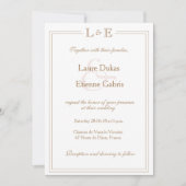 Invitation Monogramme blanc rousse doré ampersan mariage mode (Devant)