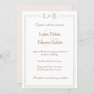 Invitation Monogramme blanc rousse doré ampersan mariage mode