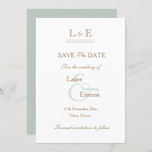 Invitation Monogramme Blanc Sage Or Ampersand Enregistrer La 