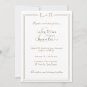 Invitation Monogramme Blanc Sage Or Ampersand Mariage moderne (Devant)
