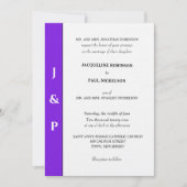 Invitation Monogramme blanc violet minimaliste (Devant)