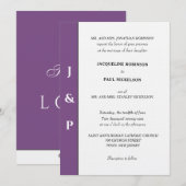 Invitation Monogramme blanc violet poussiéreux minimaliste (Devant / Derrière)