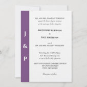 Invitation Monogramme blanc violet poussiéreux minimaliste (Devant)