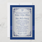 Invitation Monogramme Bleu, Argent Floral PHOTO Mariage Invit (Dos)