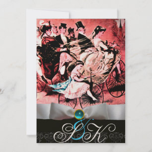 INVITATION MONOGRAMME BLEU BLEU BLEU BLEU RIBBON AQUA