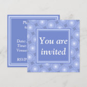 Invitation Monogramme bleu cercles motif (Devant / Derrière)