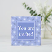Invitation Monogramme bleu cercles motif (Debout devant)