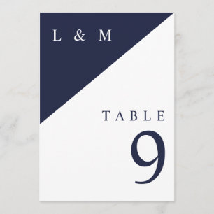 Invitation Monogramme bleu et blanc de la Marine Numéro de ta
