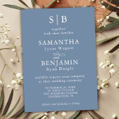Invitation Monogramme bleu foncé classique Initiales Mariage