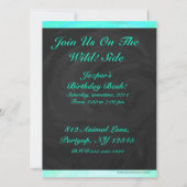 Invitation Monogramme bleu glace menthe et noir (Dos)
