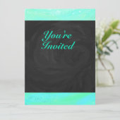 Invitation Monogramme bleu glace menthe et noir (Debout devant)
