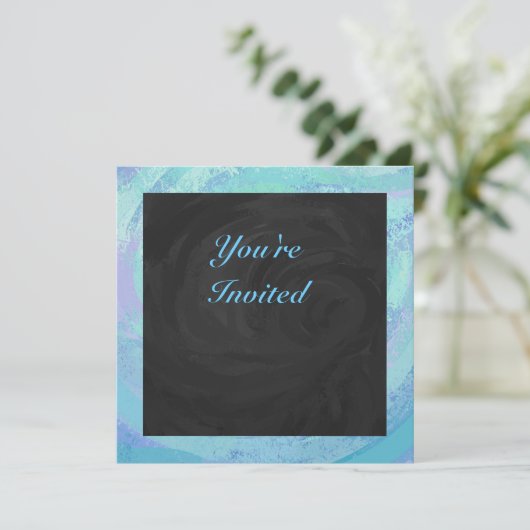 Invitation Monogramme bleu glacier (Debout devant)
