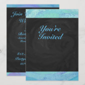 Invitation Monogramme bleu glacier (Devant / Derrière)