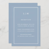 Invitation Monogramme bleu minimal Mariage simple et élégant (Devant / Derrière)