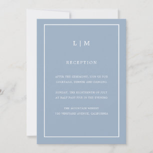 Invitation Monogramme bleu minimal Mariage simple et élégant