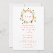 Invitation Monogramme Blush Pink Citrus Floral Mariage Invita (Devant)