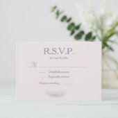 Invitation Monogramme Blush rose Gris Plumes Mariage RSVP (Debout devant)