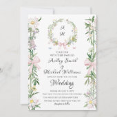 Invitation Monogramme bohème moderne Aquarelle Mariage floral (Devant)