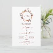 Invitation Monogramme Boho Terracotta Pampas Mariage en herbe (Debout devant)