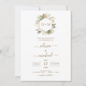 Invitation Monogramme Boho Tropical Pampas Grass Mariage Invi (Devant)
