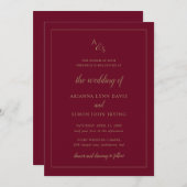 Invitation Monogramme bordeaux simple Mariage élégant formel (Devant / Derrière)