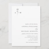 Invitation Monogramme botanique Ampersand Mariage blanc clair (Devant)