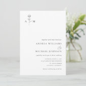 Invitation Monogramme botanique Ampersand Mariage blanc clair (Debout devant)