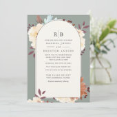 Invitation Monogramme Botanique Floral Blended Family Mariage (Debout devant)