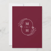Invitation Monogramme Botanique Mariage Moderne Bordeaux (Dos)