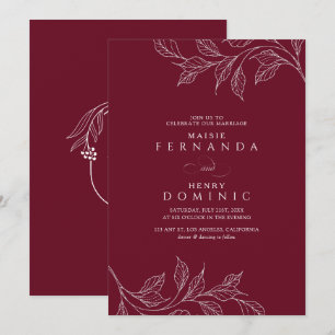 Invitation Monogramme Botanique Mariage Moderne Bordeaux