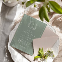 Monogramme botanique Mariage vert Sage de couronne