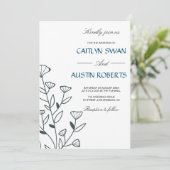 Invitation Monogramme botanique simple d'élégance Flora (Debout devant)