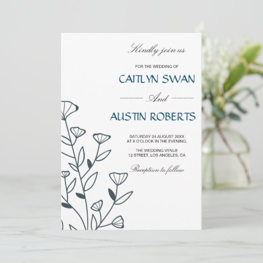 Invitation Monogramme botanique simple d'élégance Flora (Debout devant)