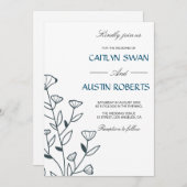 Invitation Monogramme botanique simple d'élégance Flora (Devant / Derrière)