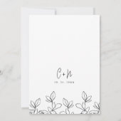 Invitation Monogramme botanique simple Mariage noir et blanc (Dos)