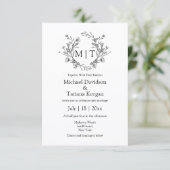 Invitation monogramme botanique typographie classique mariage (Debout devant)