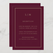 Invitation Monogramme Bourgogne minimal Mariage simple et élé (Devant / Derrière)