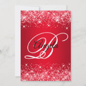 Invitation Monogramme brillant rouge Ombre Fancy (Dos)