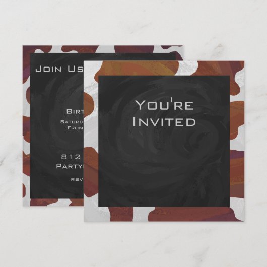Invitation Monogramme Brown et blanc de vache (Devant / Derrière)