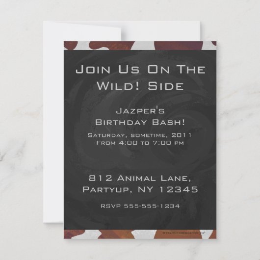Invitation Monogramme Brown et blanc de vache (Dos)